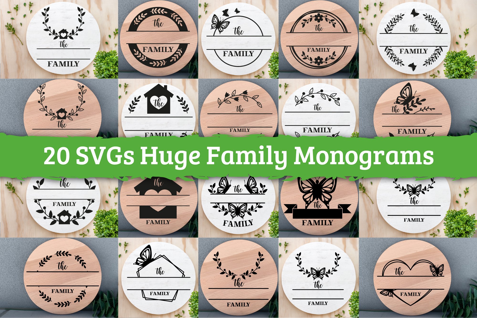 20 Family Butterfly monograms SUPER bundle SVGs