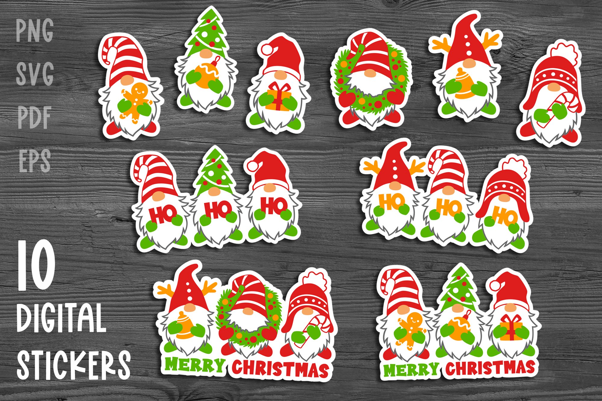 Gnome stickers svg Christmas sticker bundle Sticker pack png