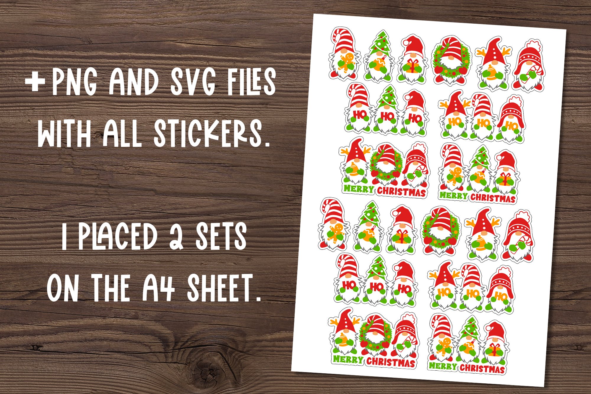 Gnome stickers svg Christmas sticker bundle Sticker pack png view 3