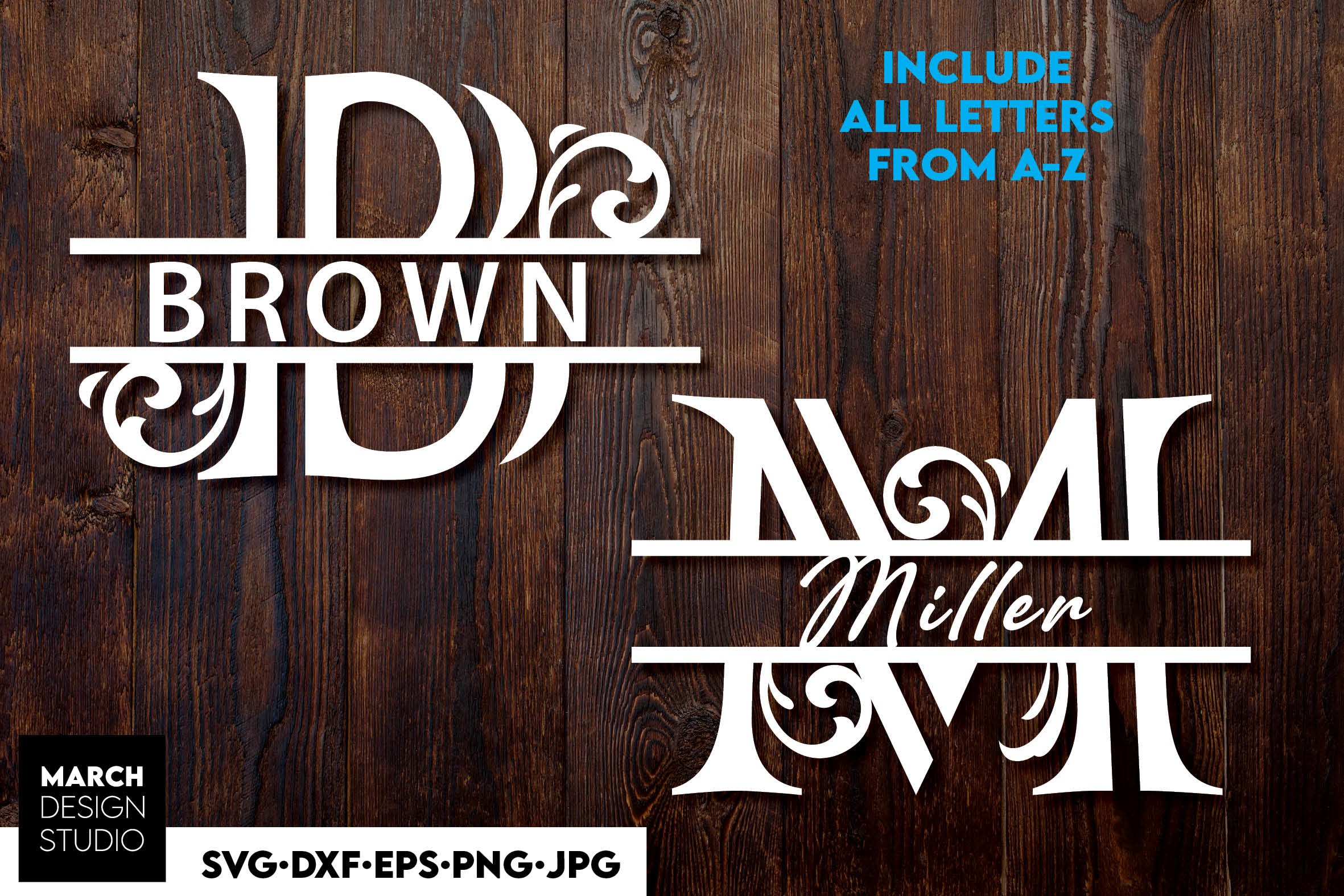 Split Monogram SVG, Monogram Initials SVG, Monogram SVG, PNG