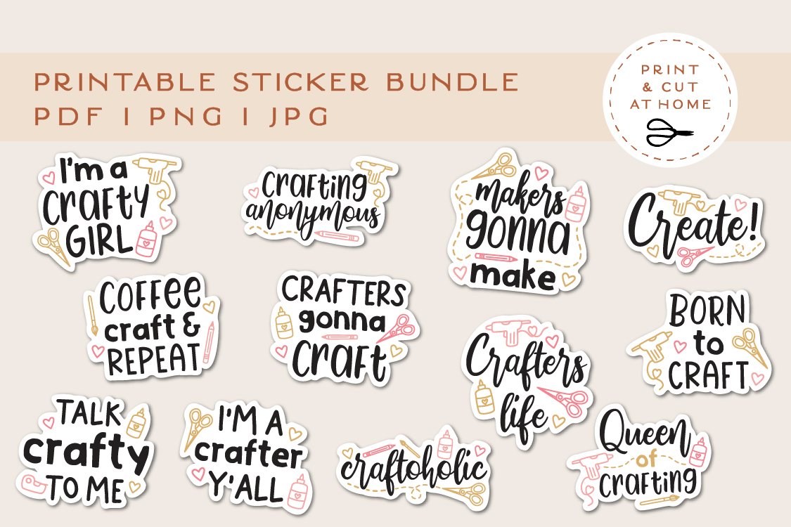 Crafting Sticker Bundle | Craft Create Printable Stickers