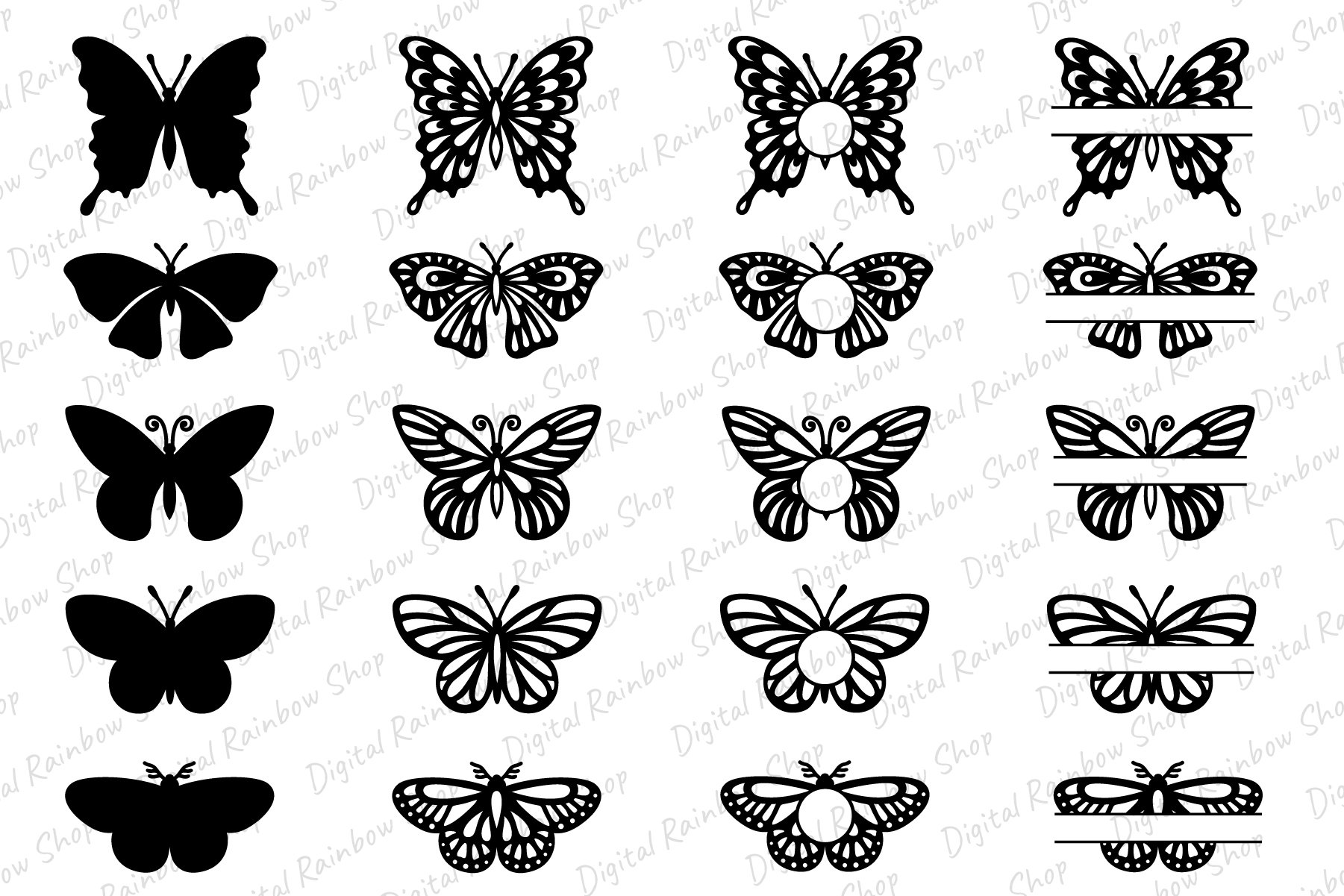 Butterfly svg bundle, butterfly monogram frame, split frame view 3