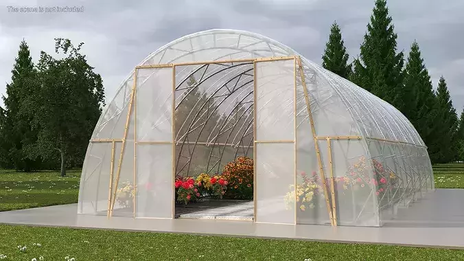 Greenhouse Winter Garden with Flowers 3D model view 3