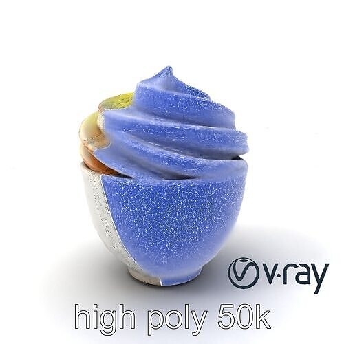 Meringue Mango Chocolate Swirl Dessert model pack Low-poly 3D model view 2