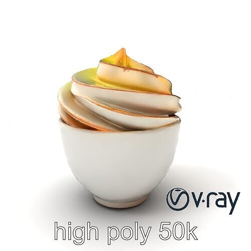 Meringue Mango Chocolate Swirl Dessert model pack Low-poly 3D model view 3