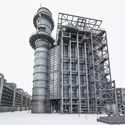 Gas Turbine Plant - Full Set Low-poly 3D model view 2