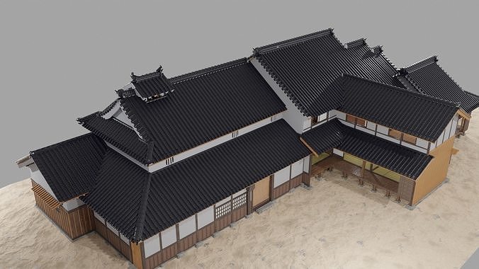 Japanese traditional house Sugiyamake-house 3D model view 2