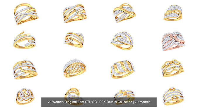 79 Women Ring mtl 3dm STL OBJ FBX Details Collection 3D Model Pack view 3
