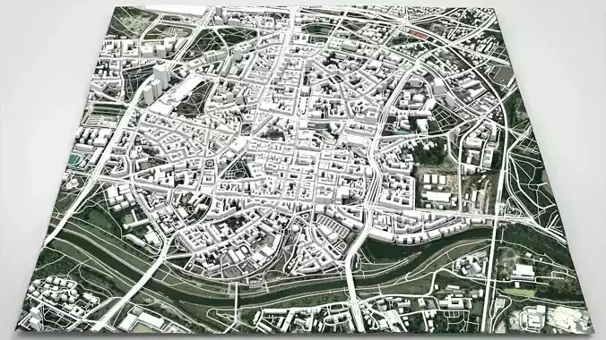 Cityscape Poznan Poland 3D model view 2