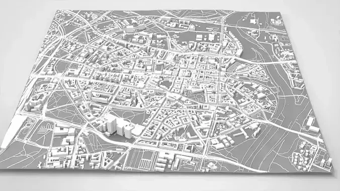 Cityscape Poznan Poland 3D model view 3