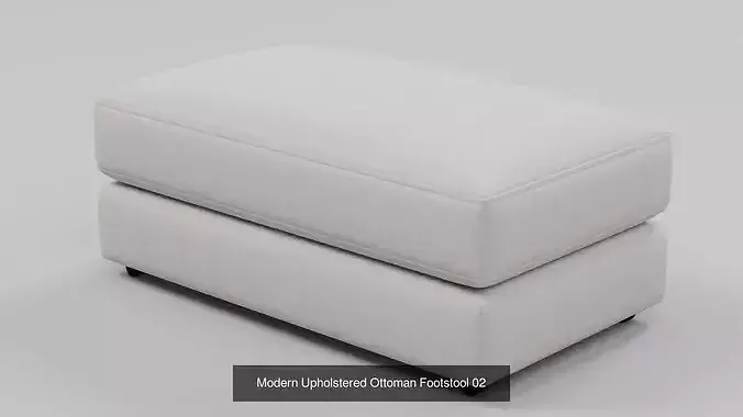 Modern Upholstered Ottoman Footstool - 6 Color Fabric 3D Model Pack view 3