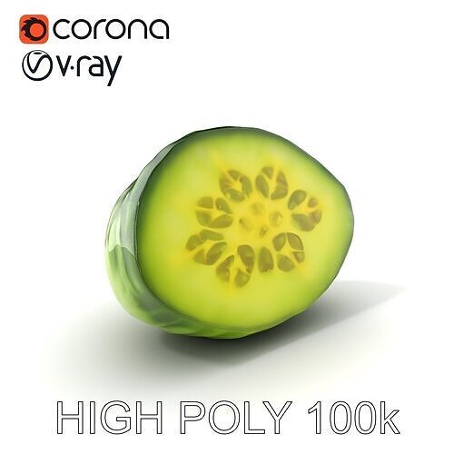 Cucumber Slice Detailed D Model Pack Low-poly 3D model view 2