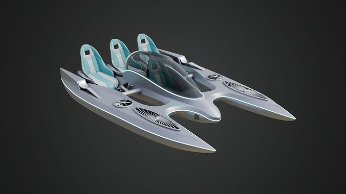 Aerodynamic Multi-Person Pedal Boat 3D model view 3