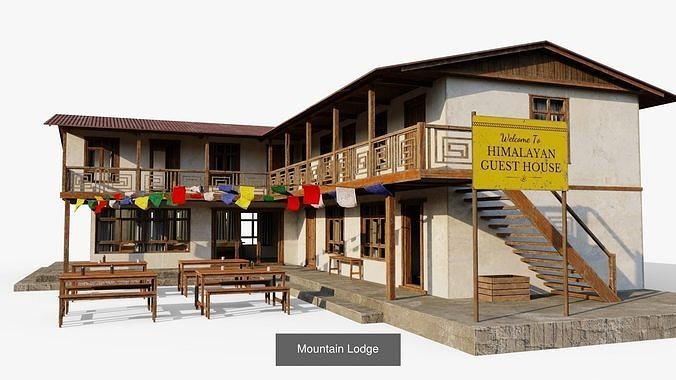 Mountain Village Buildings  3D Model Pack view 3