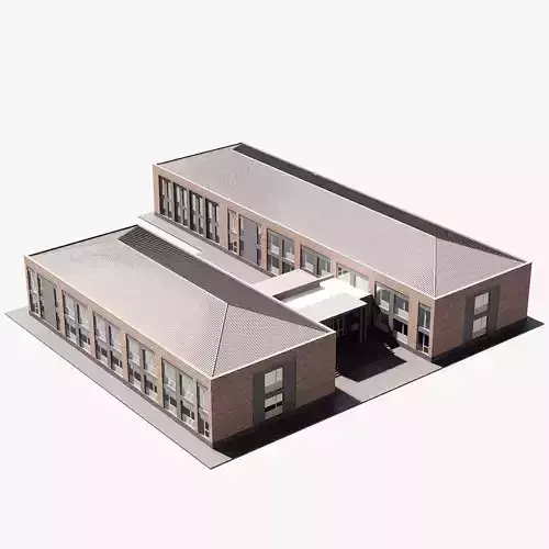 school Low-poly 3D model view 2