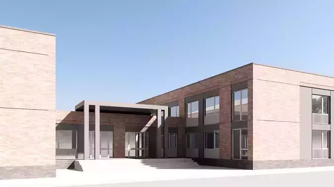 school Low-poly 3D model view 3