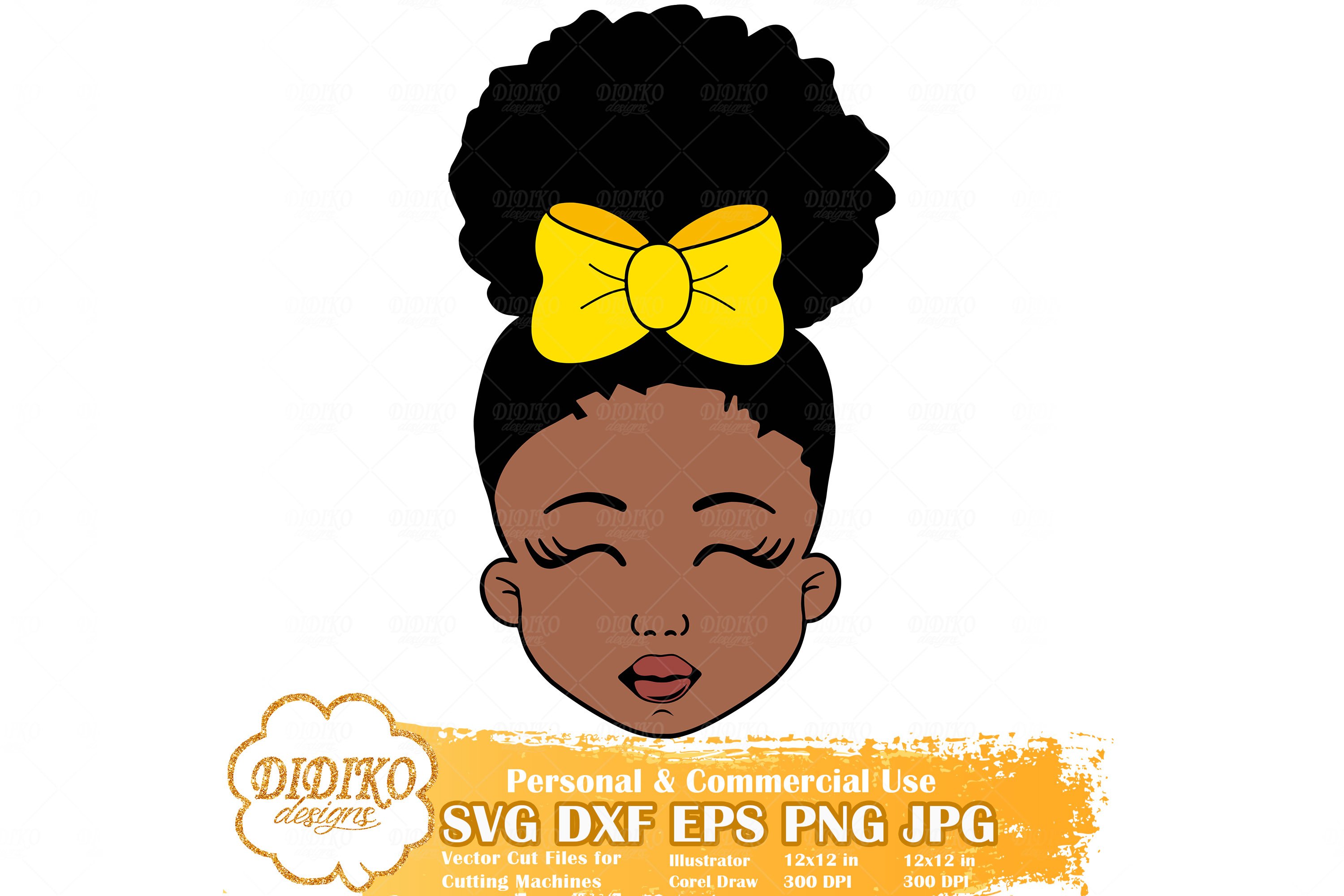Black Girl Bundle SVG, Afro Girl with Bow Svg, Afro Puff Svg view 3