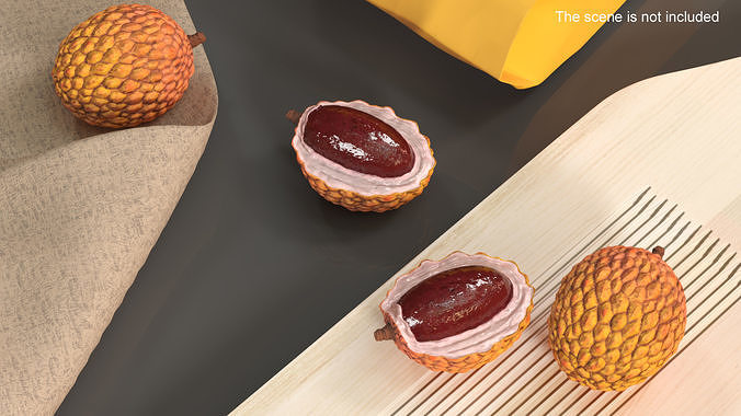 Lychee Fruit Yellow 3D model view 2