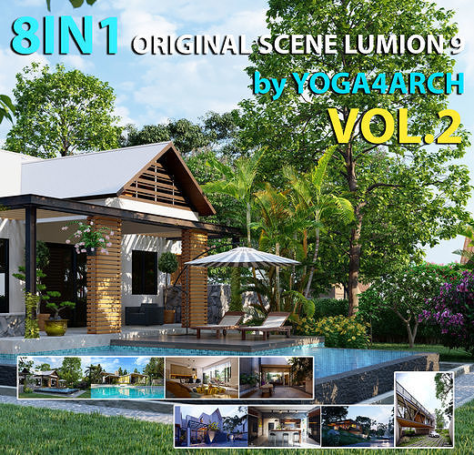 16 PREMIUM SCENE LUMION 9 AND ABOVE  BY YOGA4ARCH  PSD included  3D model view 2