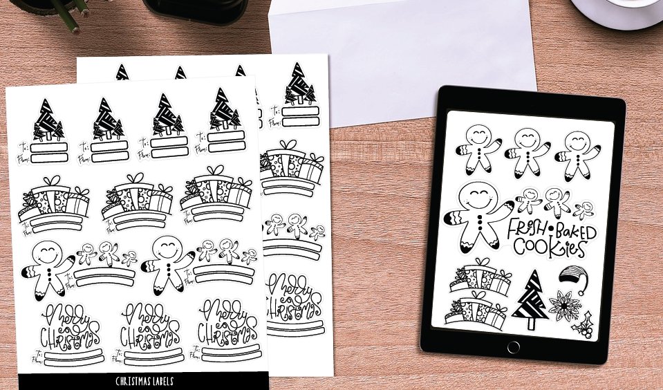 Christmas Stickers|Holiday Labels Png bundle view 3