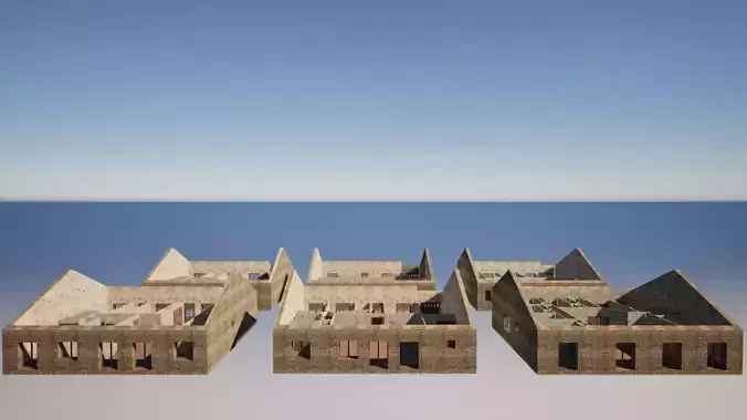 Abandoned Modular House  6 Interior Variants Realistic  Low-poly 3D model view 3