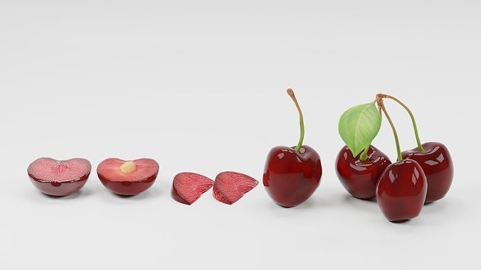 fruit bundle game asset - sliced Low-poly 3D model view 3