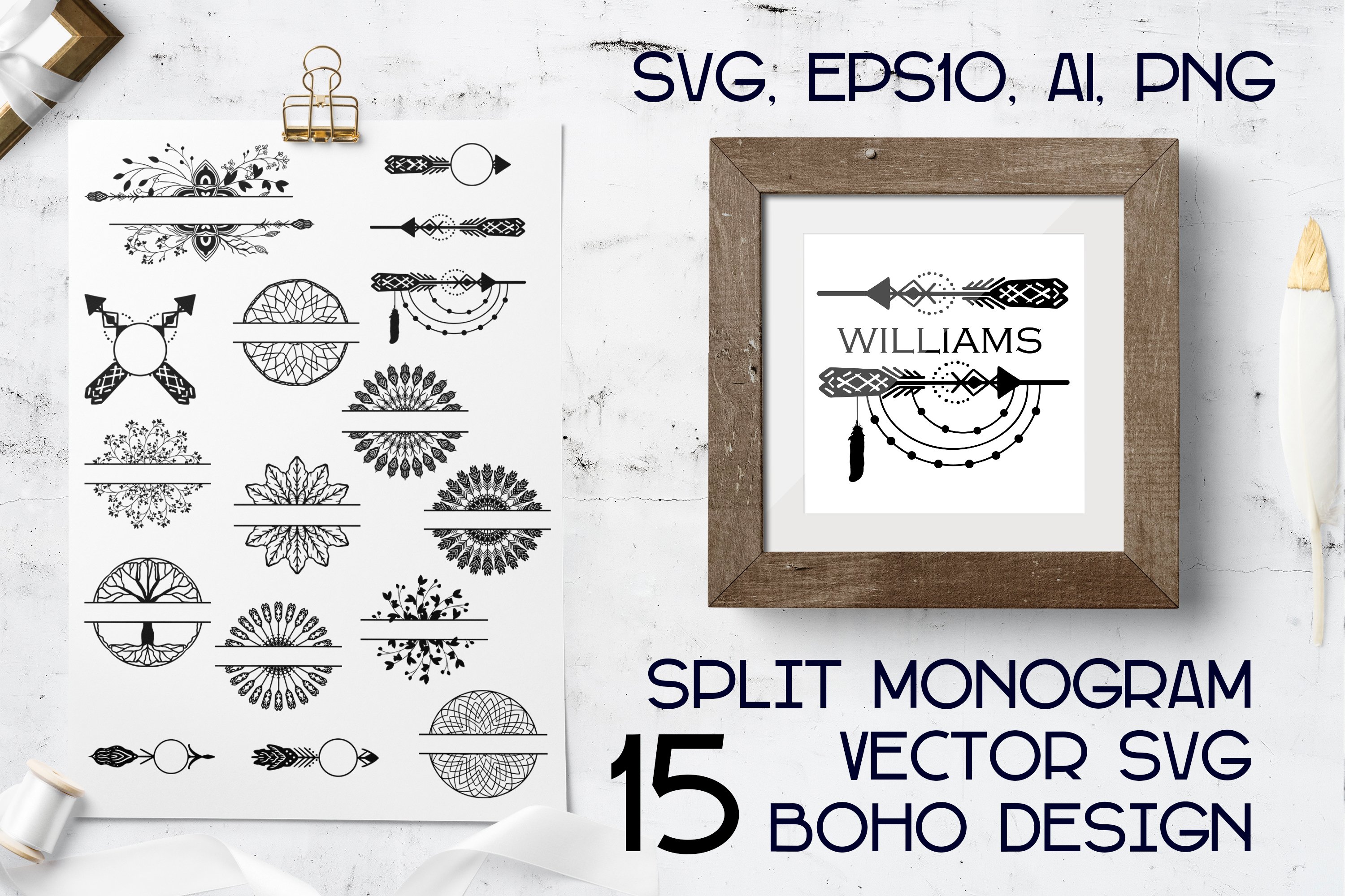Split Monogram bundle, circle monogram SVG clipart