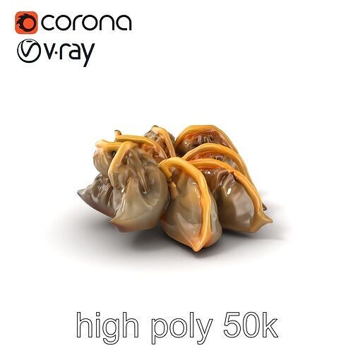 Korean Dumplings Plate Realistic Texture Model Pack Low-poly 3D model view 3