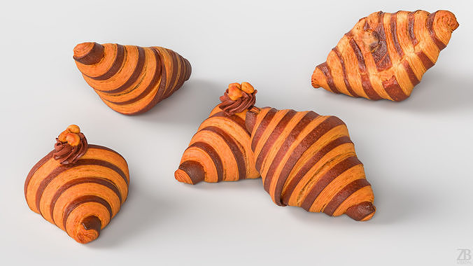 Croissant 3D model view 3