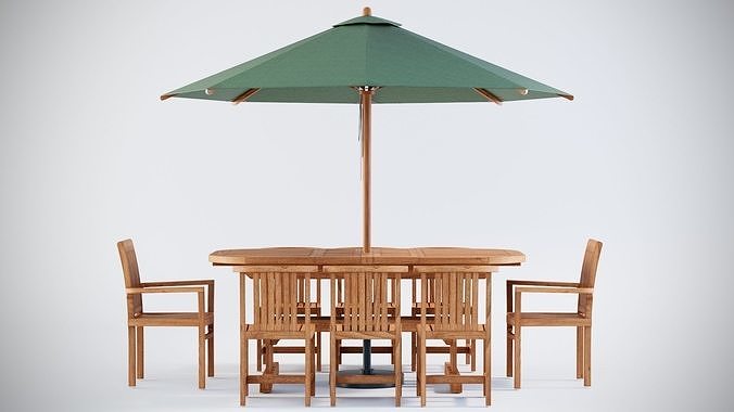 Deluxe table with Club and Jepara Stacking chairs 3D model 3D model view 3