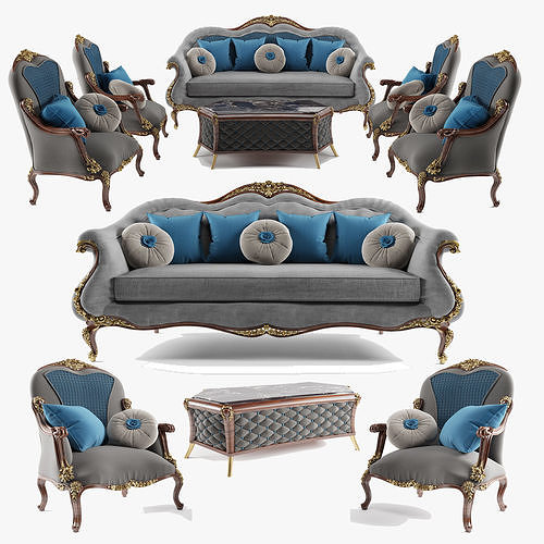 Classic Living Room 1 3D model view 3