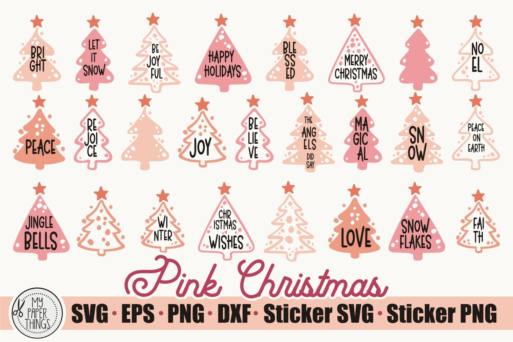 Christmas Stickers Bundle | Christmas Tree SVG Bundle view 2
