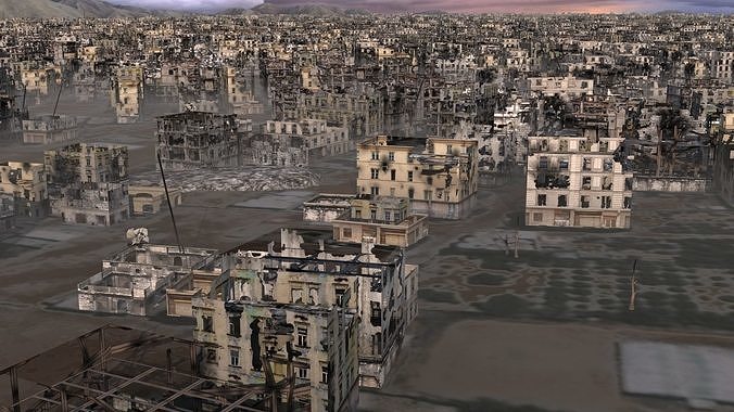 Ruined City 3D model view 3