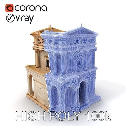 Ancient Roman Building Model Pack Low-poly 3D model view 3