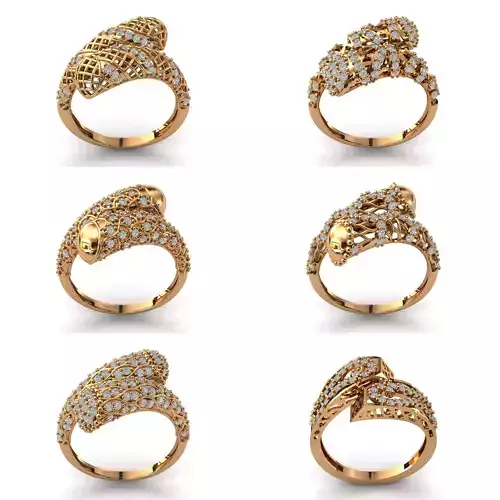 50 Files - Women Rings Modern Double Head Jewelry Women Ring  3D Model Pack view 3