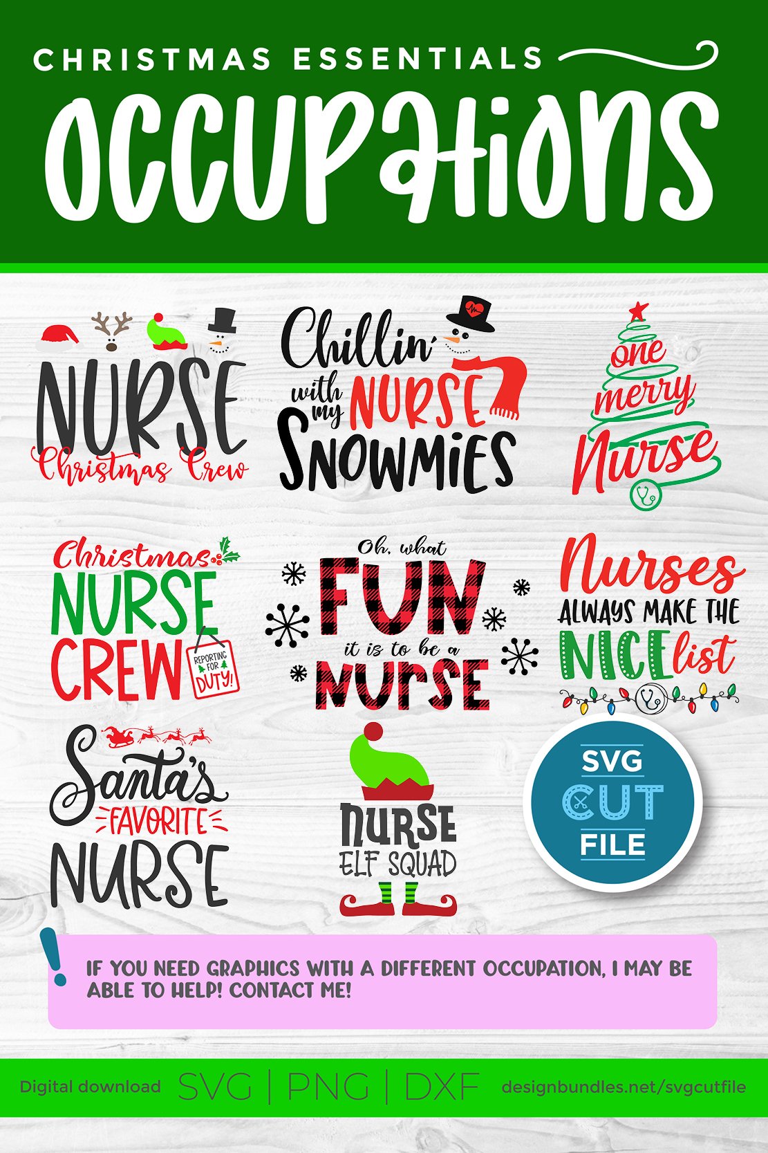Christmas Nurse svg bundle with Santas Favorite Nurse, etc view 3