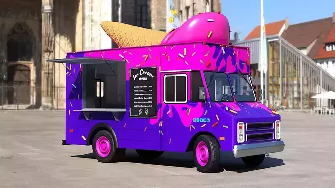 Step Van Ice Cream Low-poly 3D model