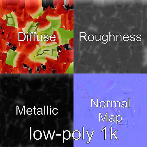 Juicy Watermelon Slice Summer Scene model pack Low-poly 3D model view 2