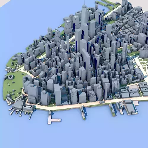 Manhattan Island New York City United States 3D model view 3