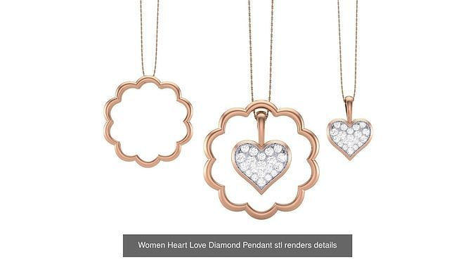 22  Heart Love Diamond Pendant Necklace 3d models renders 3D Model Pack view 3