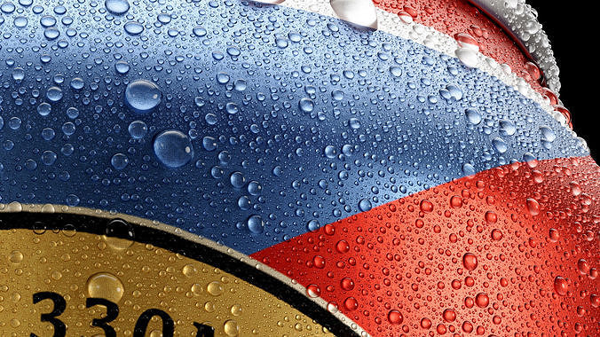 Standard 330ml Beverage Can with Dense Water Drops 3D model view 2