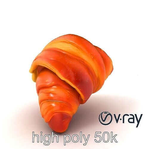Apricot Croissant Realistic 3D Bakery Model Pack Low-poly 3D model view 2