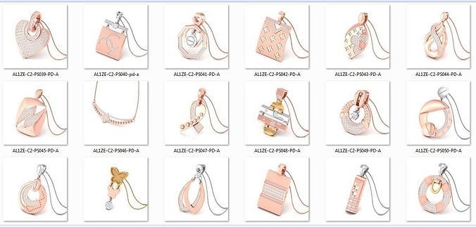 70 Rose Pendant 3dm  bulk collection  3D print model view 3