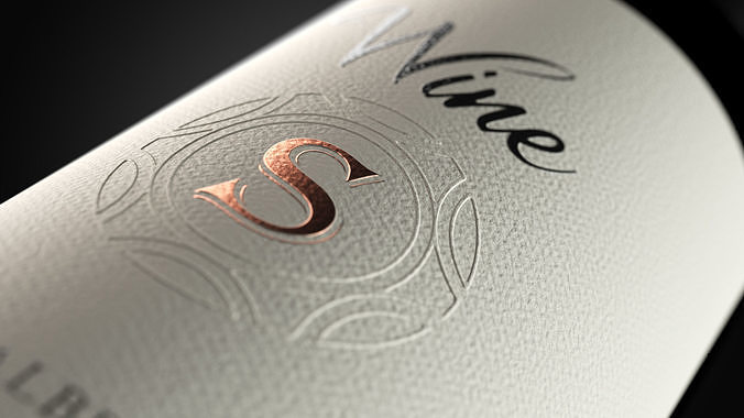 Customizable Wine Label 3D Model 3D model view 2