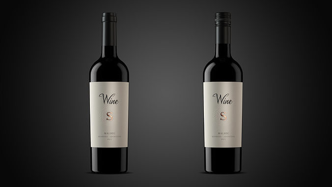 Customizable Wine Label 3D Model 3D model view 3