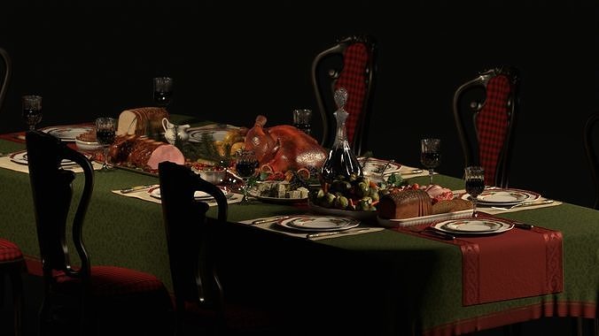 Christmas Dinner  3D model view 3
