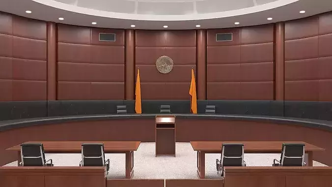 Courtroom Interior 3D model view 3