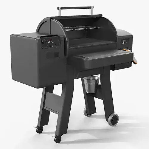 BBQ Smoker Grill with Air Fryer Black 3D model view 3
