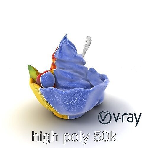 Rainbow Gelato Sundae Bowl model pack Low-poly 3D model view 2