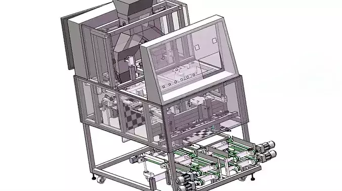 Automatic Granule Loose Bag Packing Machine 3D CAD Model  3D model view 2